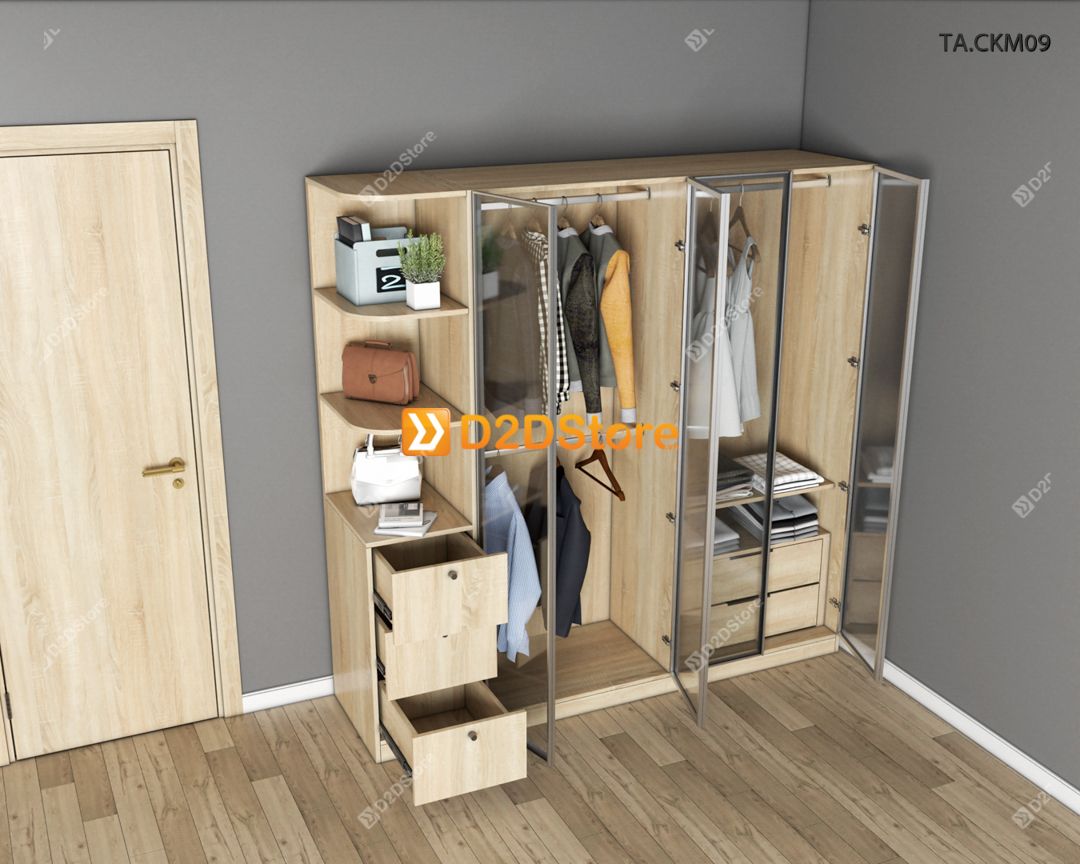  Tủ áo cánh kính cửa mở TA.CKM09 