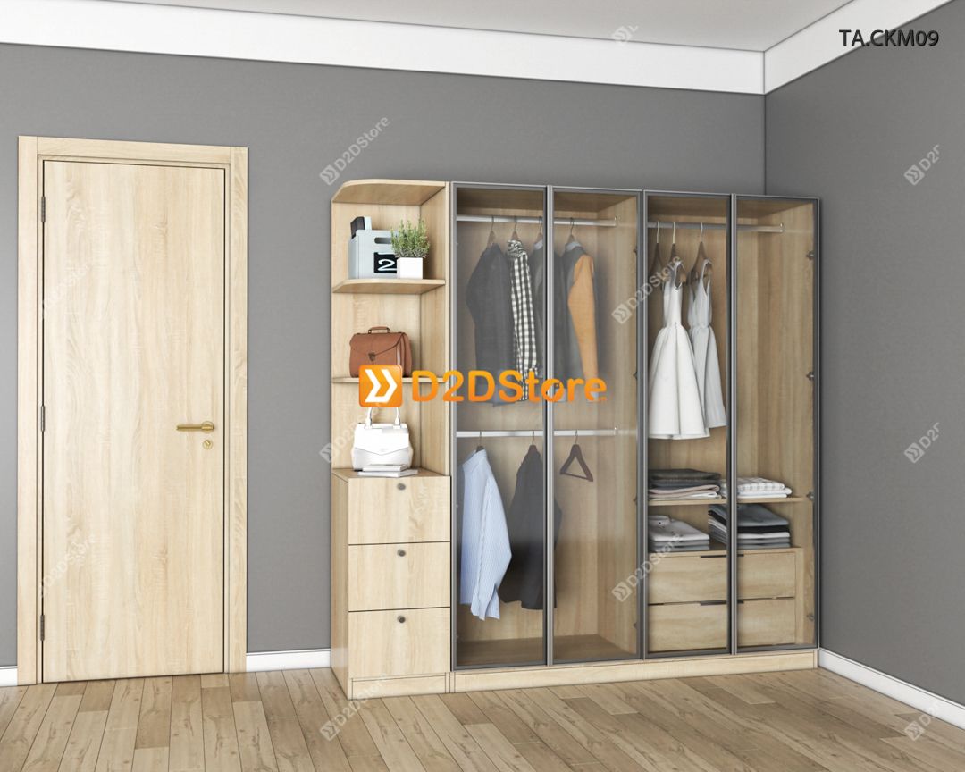  Tủ áo cánh kính cửa mở TA.CKM09 