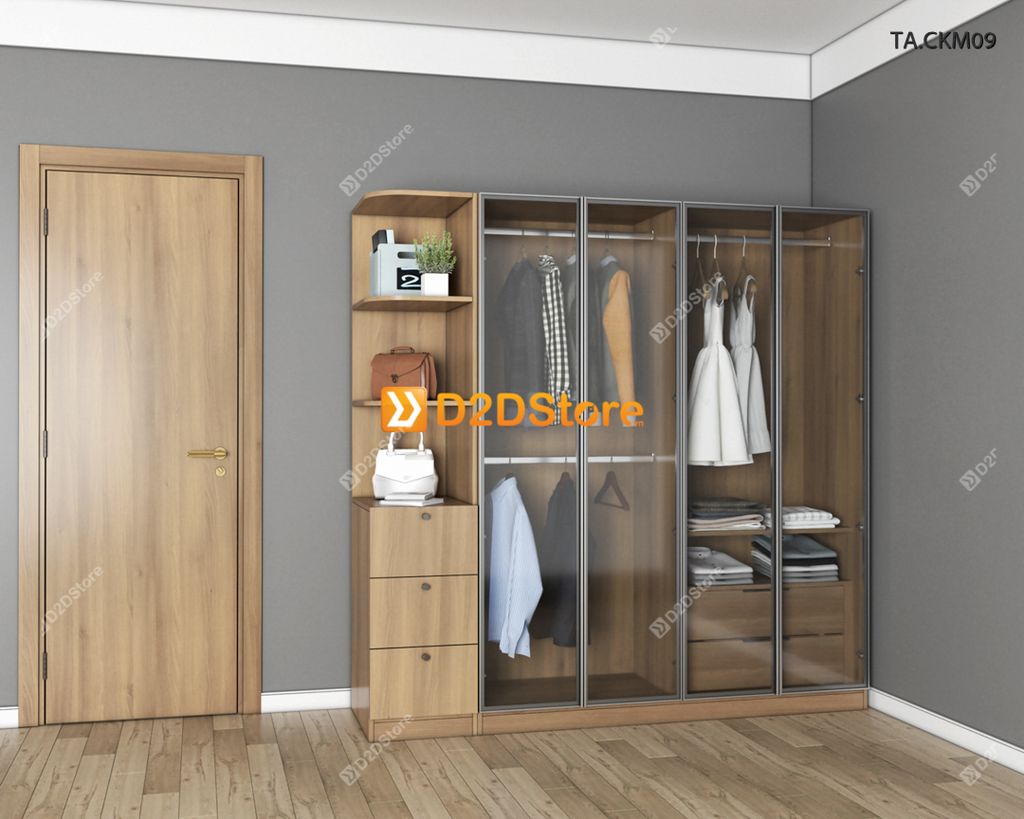 Tủ áo cánh kính cửa mở TA.CKM09
