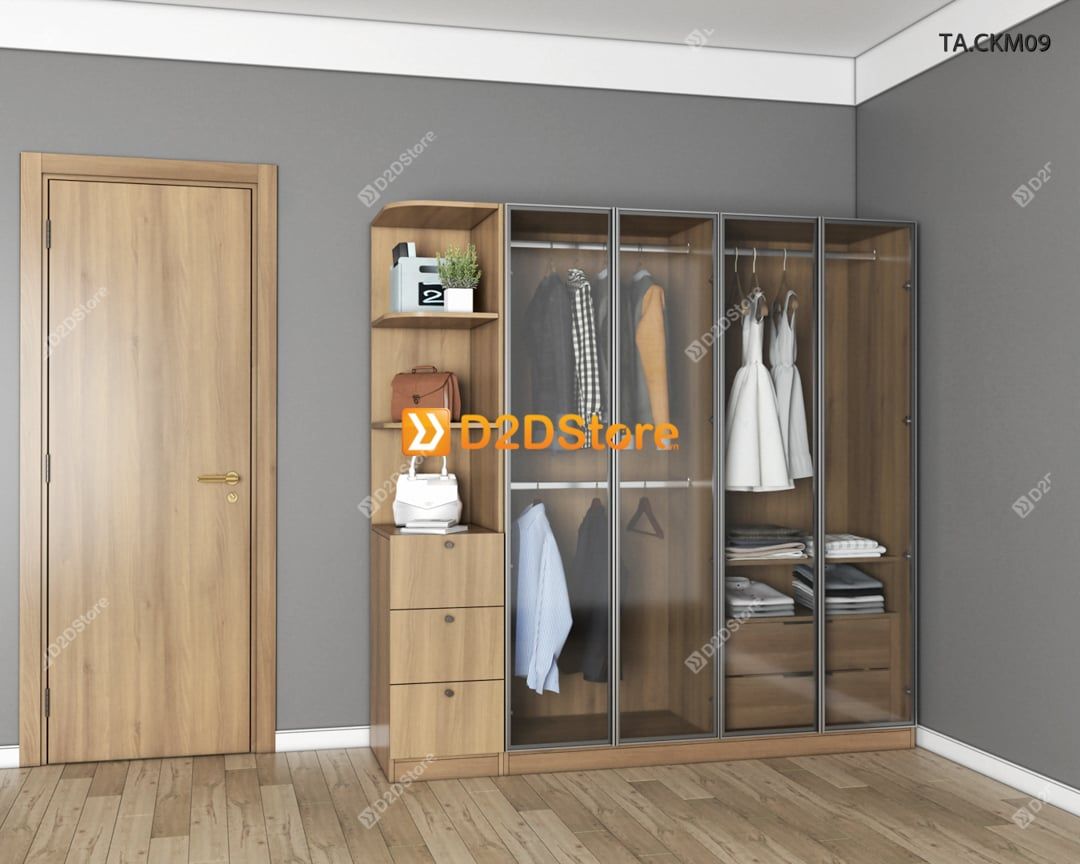  Tủ áo cánh kính cửa mở TA.CKM09 