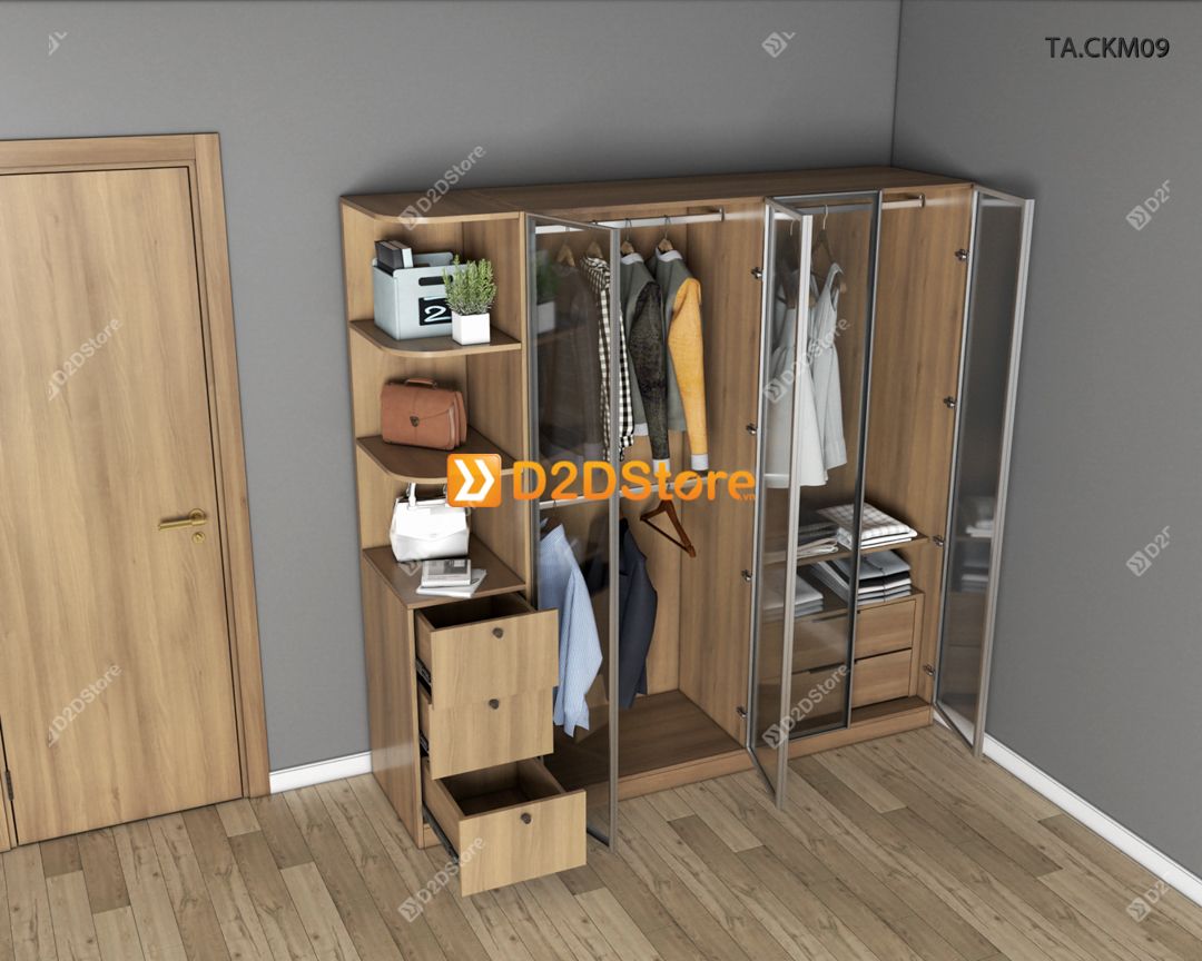  Tủ áo cánh kính cửa mở TA.CKM09 