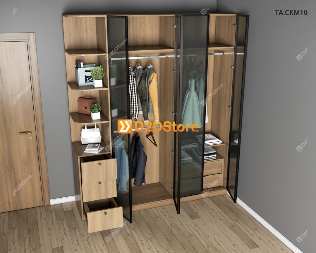  Tủ áo cánh kính cửa mở TA.CKM10 