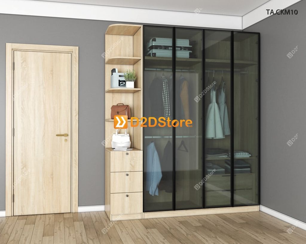 Tủ áo cánh kính cửa mở TA.CKM10