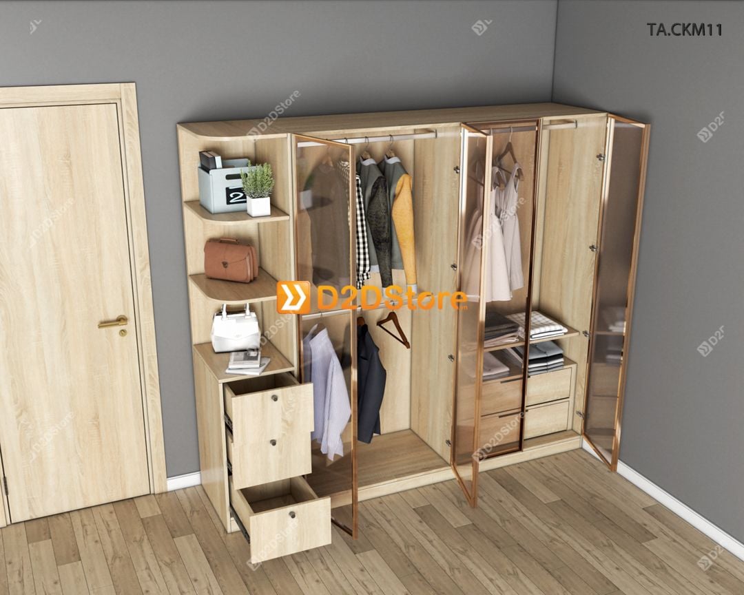  Tủ áo cánh kính cửa mở TA.CKM11 