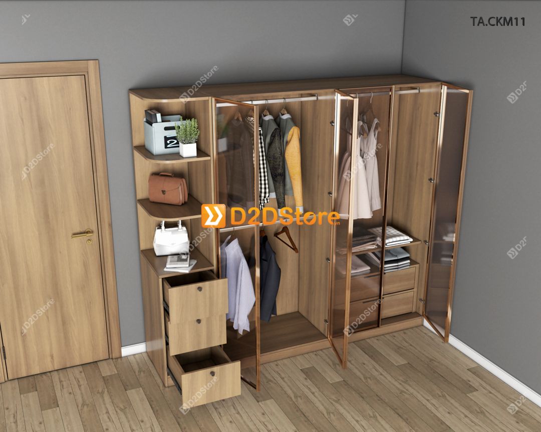  Tủ áo cánh kính cửa mở TA.CKM11 