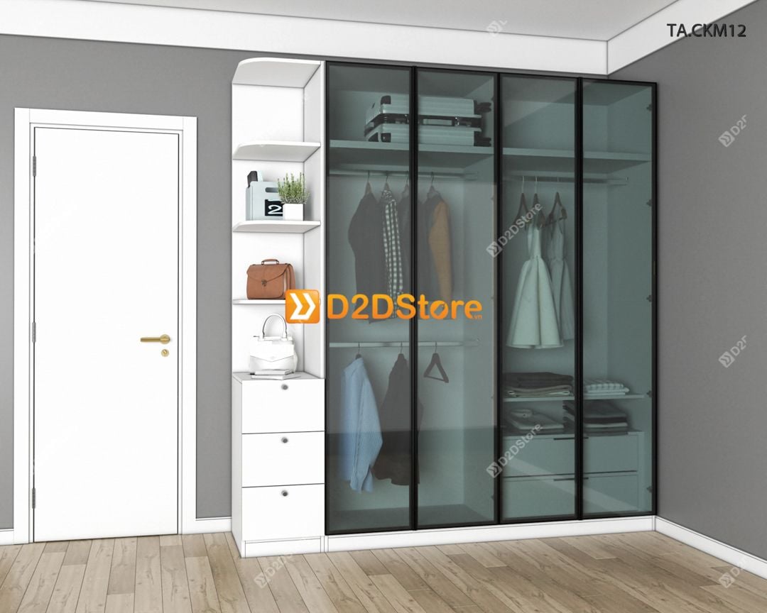  Tủ áo cánh kính cửa mở TA.CKM12 