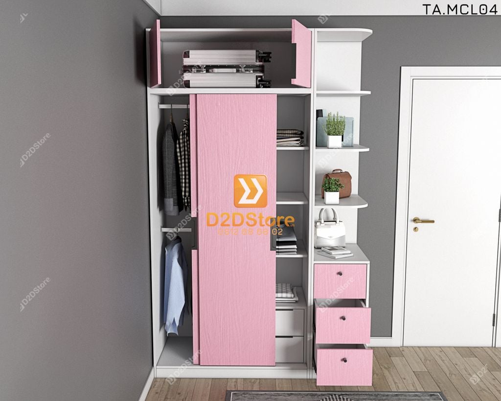 Tủ quần áo melamine cửa lùa TA.MCL04