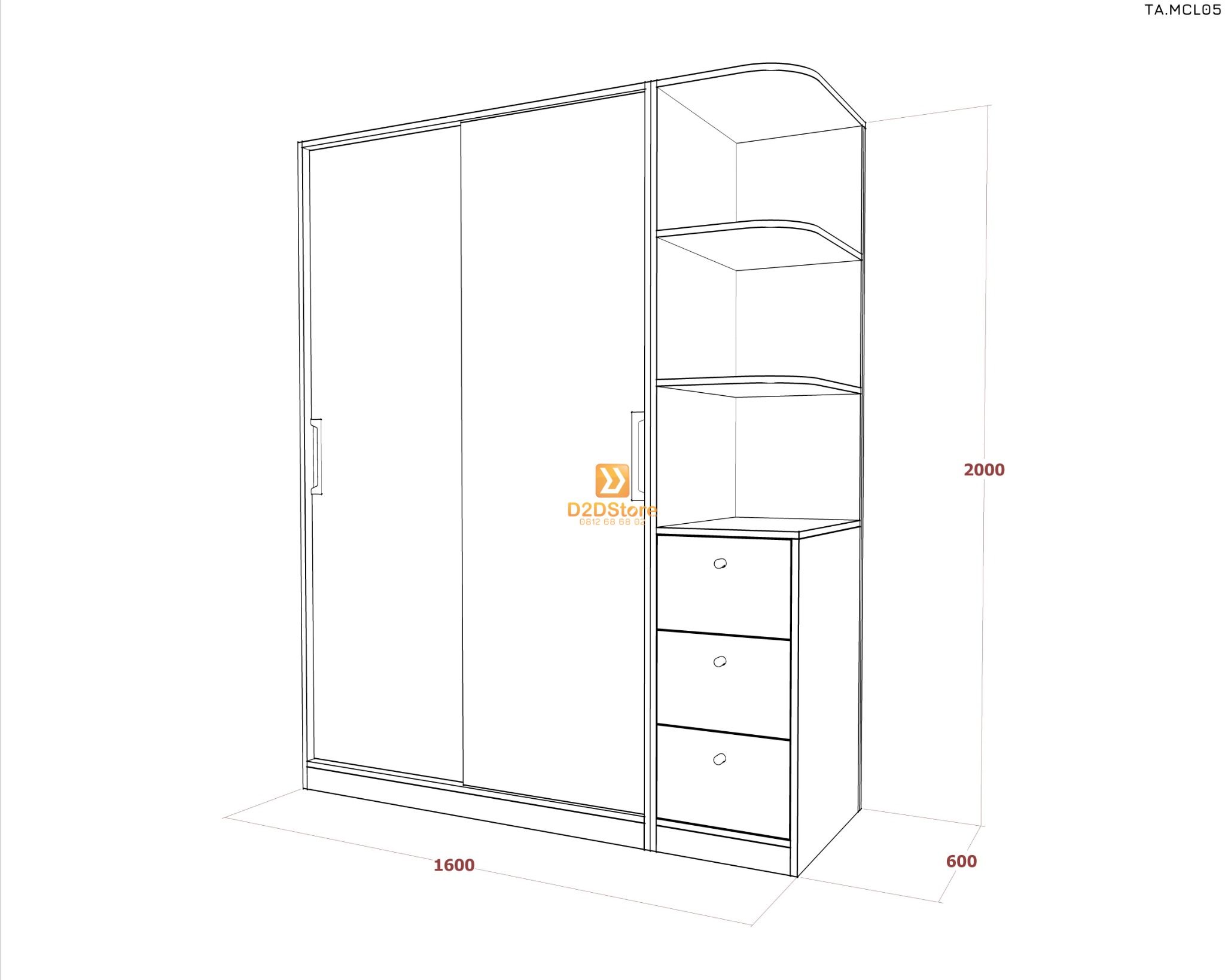  Tủ quần áo melamine cửa lùa TA.MCL05 