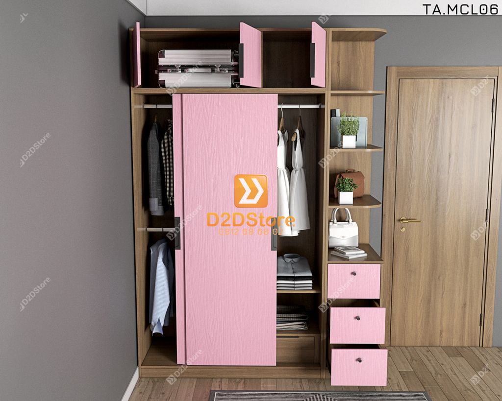 Tủ quần áo melamine cửa lùa TA.MCL06