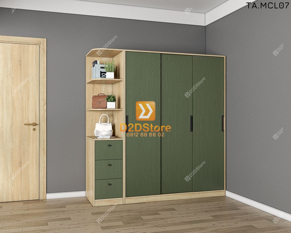 Tủ quần áo melamine cửa lùa TA.MCL07