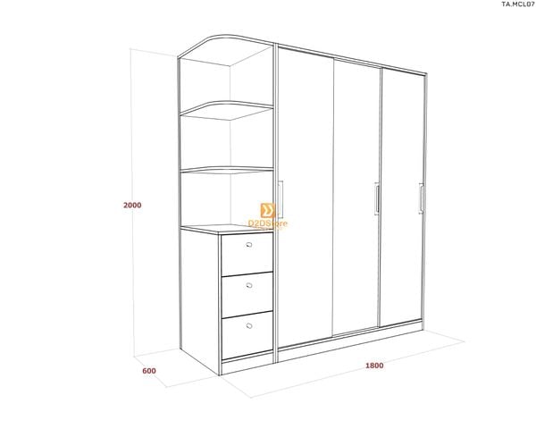 Tủ quần áo melamine cửa lùa TA.MCL07