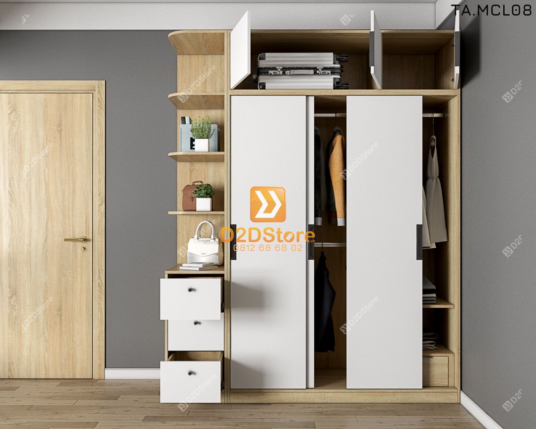  Tủ quần áo melamine cửa lùa TA.MCL08 
