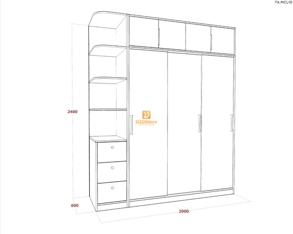 Tủ quần áo melamine cửa lùa TA.MCL10