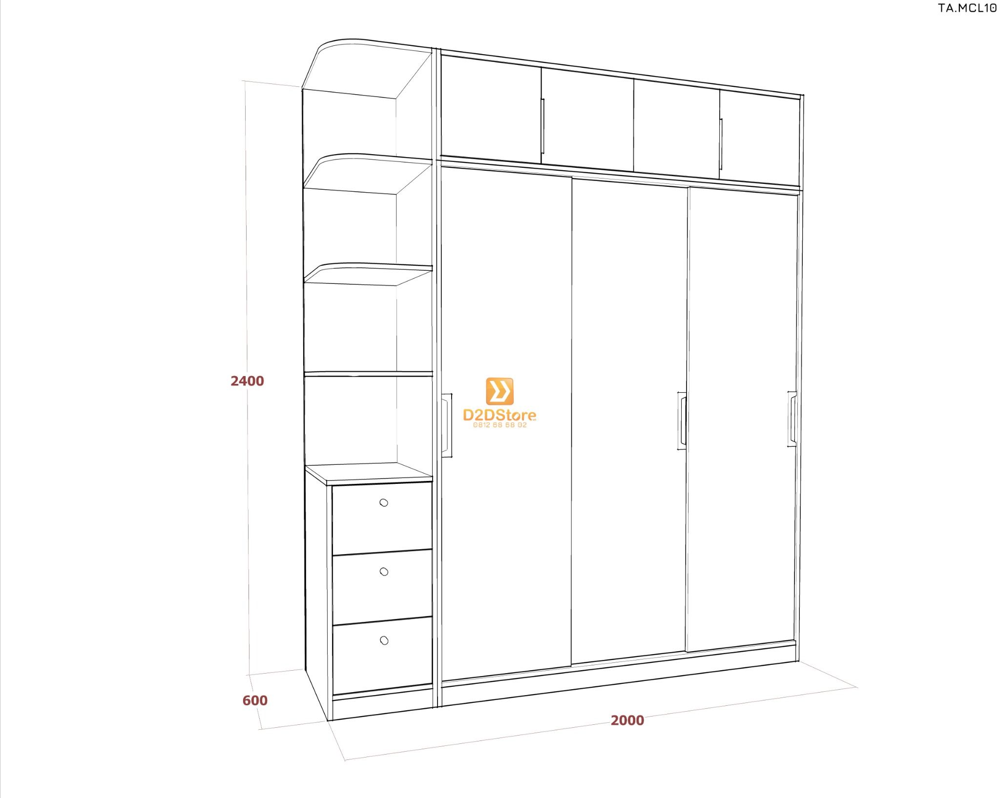  Tủ quần áo melamine cửa lùa TA.MCL10 