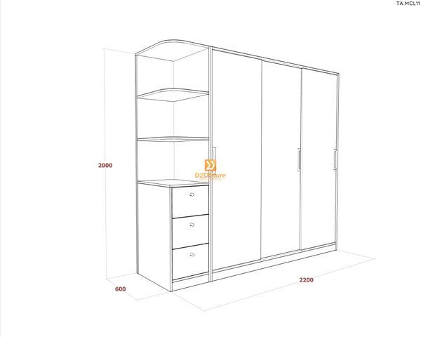 Tủ quần áo melamine cửa lùa TA.MCL11