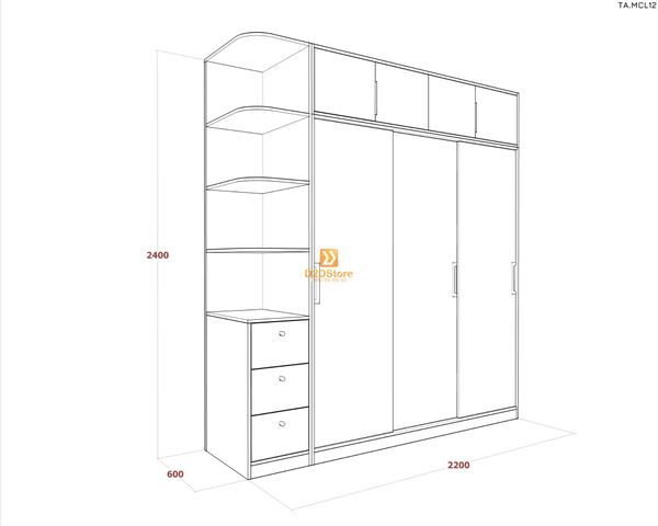 Tủ quần áo melamine cửa lùa TA.MCL12