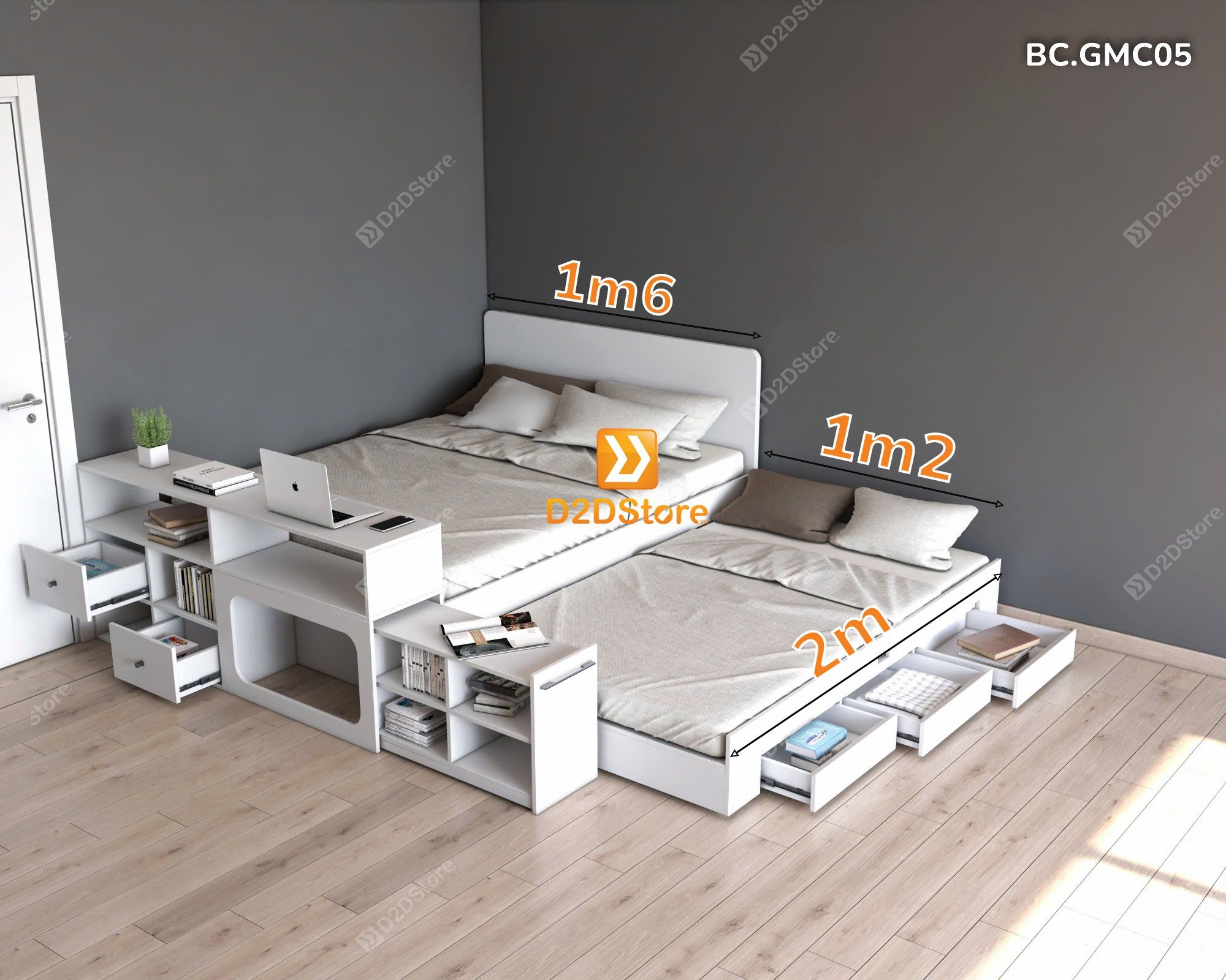  Giường kéo 2 tầng thông minh nhiều kích thước mã BC.GMC05 