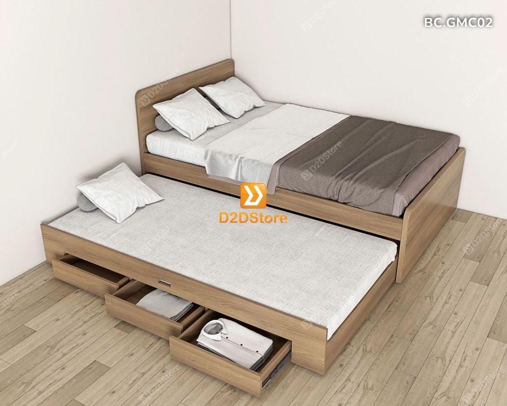 Giường kéo 2 tầng mẹ bồng con nhiều kích thước mã BC.GMC02