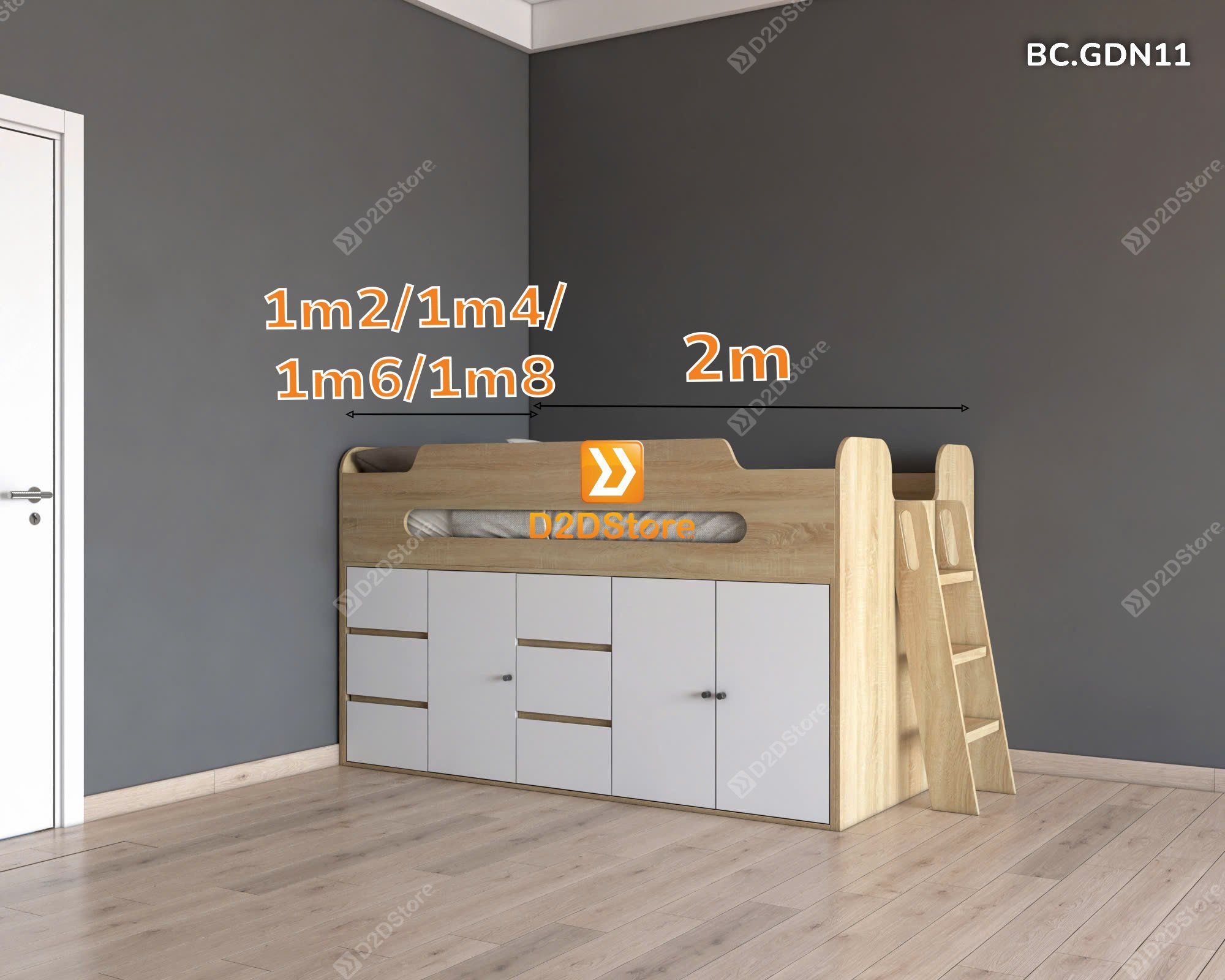  Giường kết hợp tủ áo và nhiều ngăn kéo đa năng thông minh mã BC.GDN11 