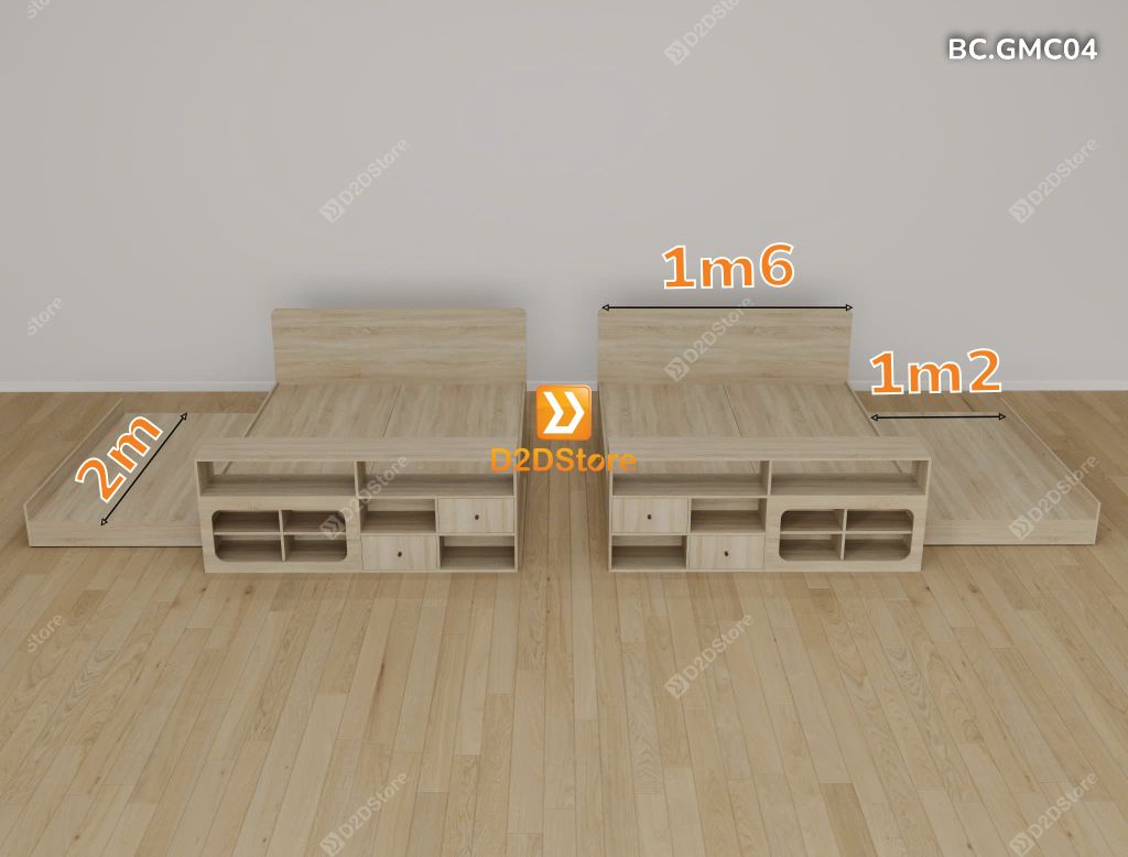 Giường kéo 2 tầng thông minh nhiều kích thước mã BC.GMC04