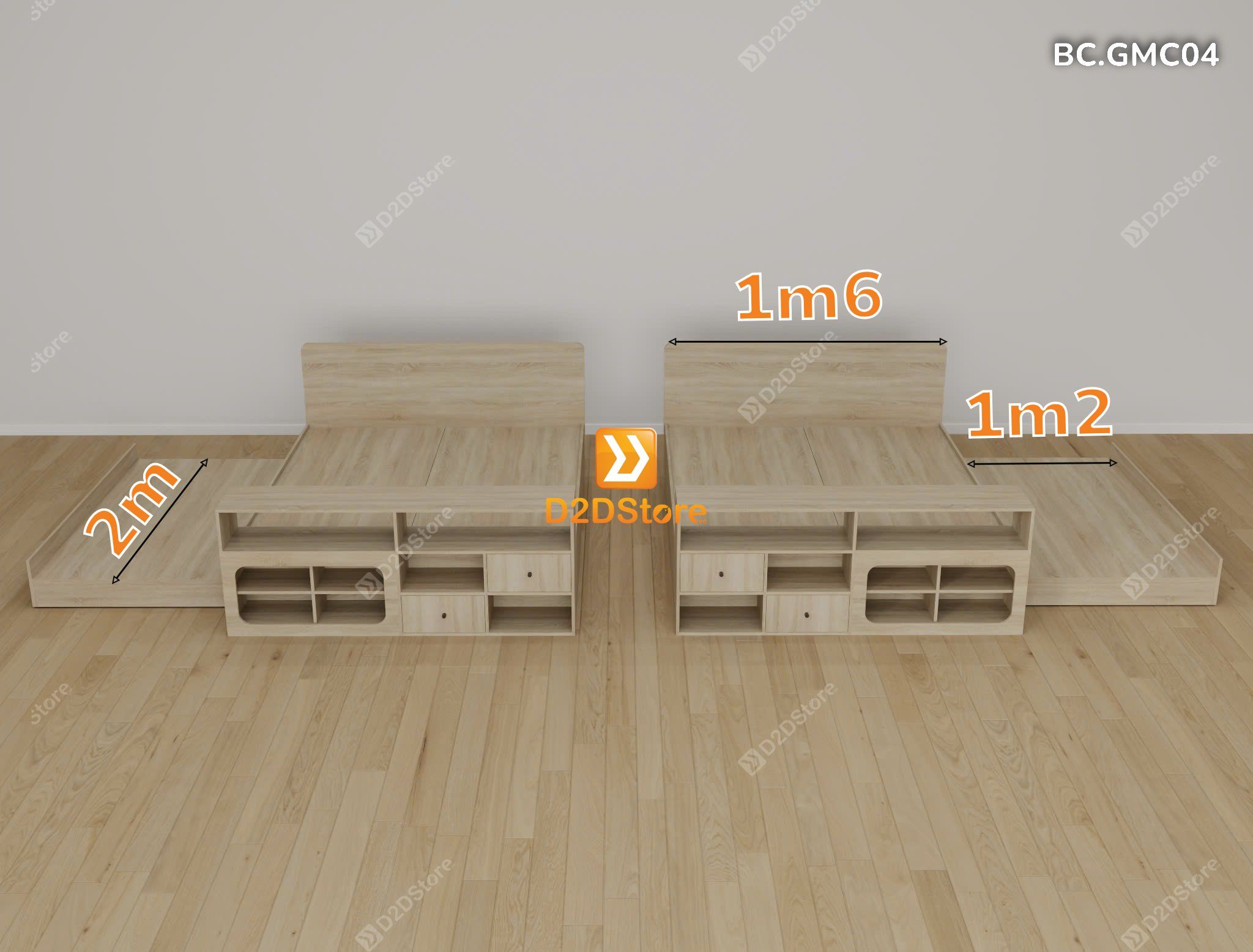  Giường kéo 2 tầng thông minh nhiều kích thước mã BC.GMC04 