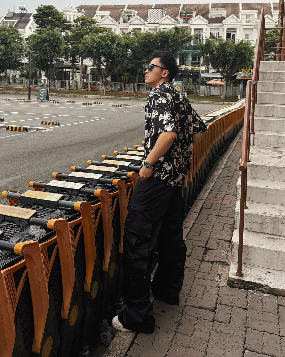  GUCOON® CUBAN SHIRT - ROSE BLACK/WHITE 