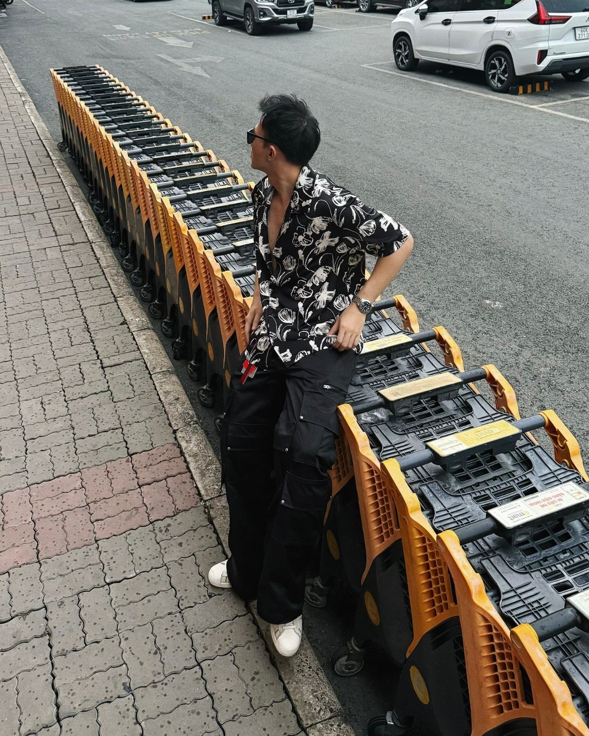  GUCOON® CUBAN SHIRT - ROSE BLACK/WHITE 