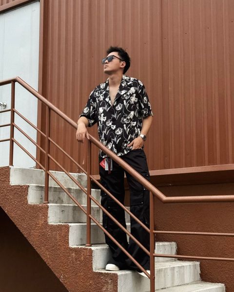  GUCOON® CUBAN SHIRT - ROSE BLACK/WHITE 