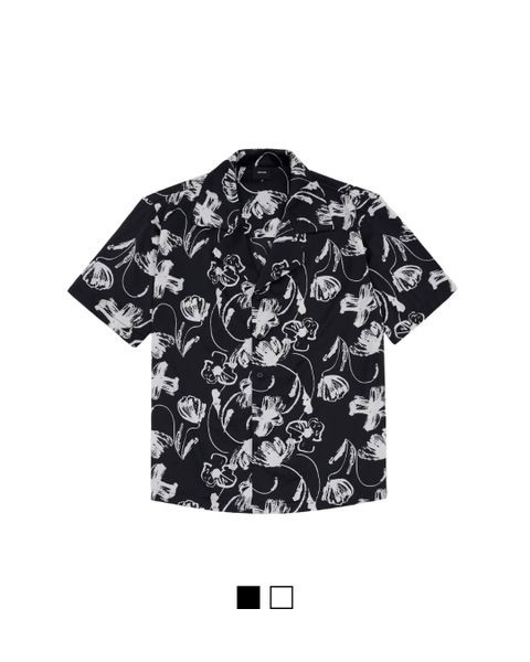  GUCOON® CUBAN SHIRT - ROSE BLACK/WHITE 