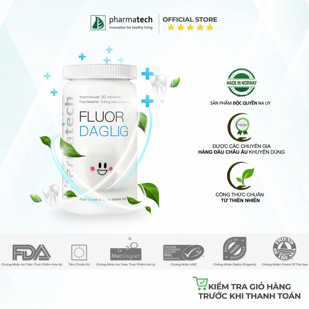 Viên ngậm bảo vệ sức khỏe răng miệng Pharmatech Fluor Daglig
