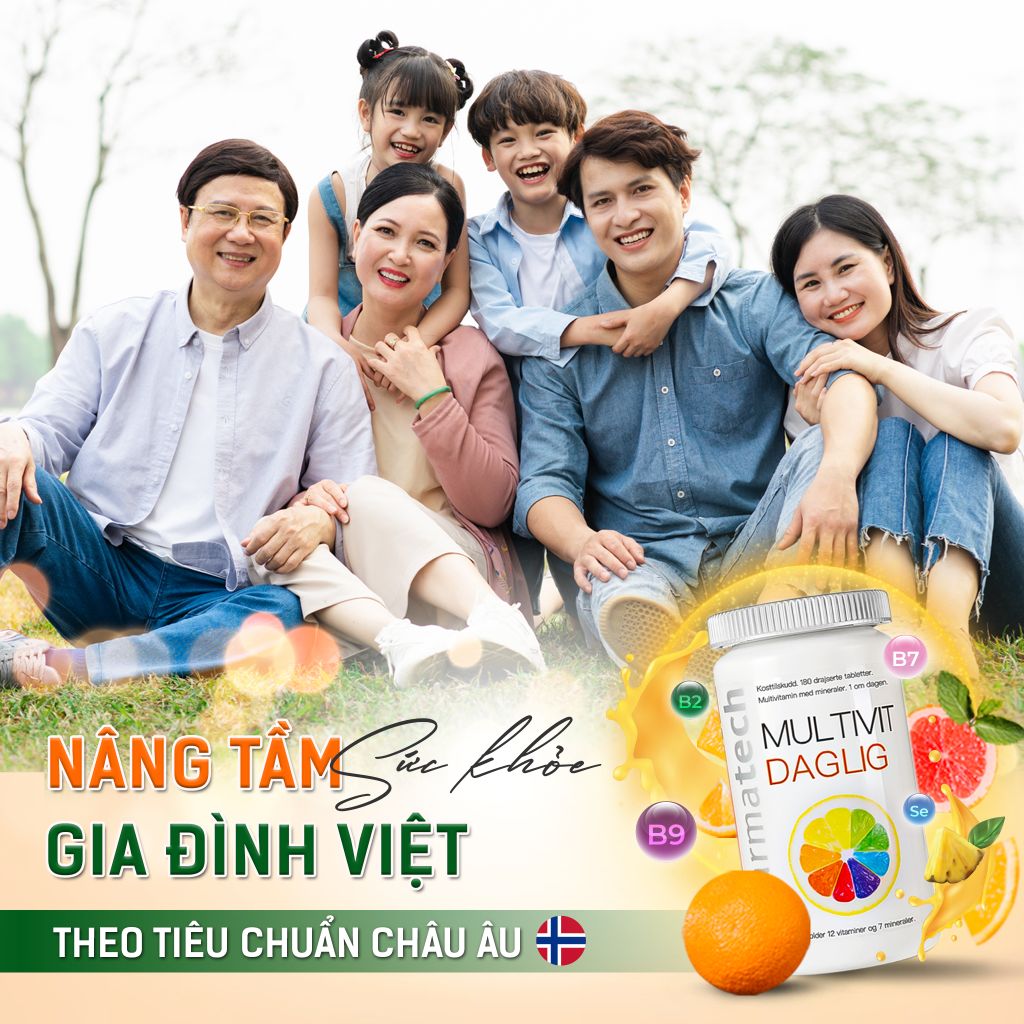 Viên nén bổ sung vitamin và khoáng chất Pharmatech Multivit Daglig - Lọ 180 viên