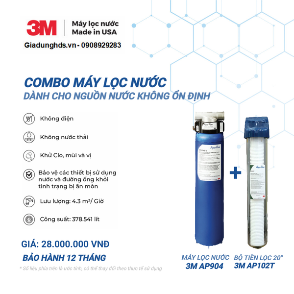 (III) Bộ Lọc Nước Tổng Đầu Nguồn 3M Ap904 + Lọc Thô Cfs02