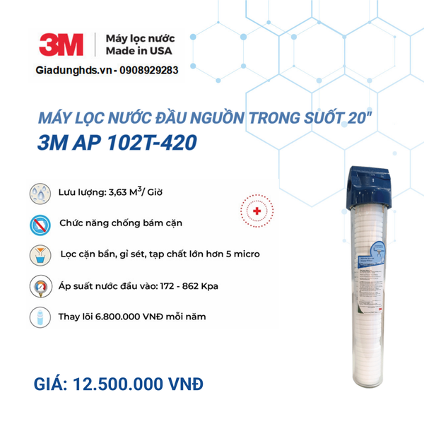 (III) Bộ Lọc Nước Tổng Đầu Nguồn Trong Suốt 20