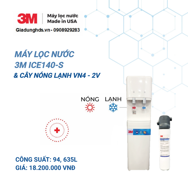 (II) Cây Lọc Nước Nóng Lạnh 3M Vn4-2V (Sử Dụng 3M Ice140-S)
