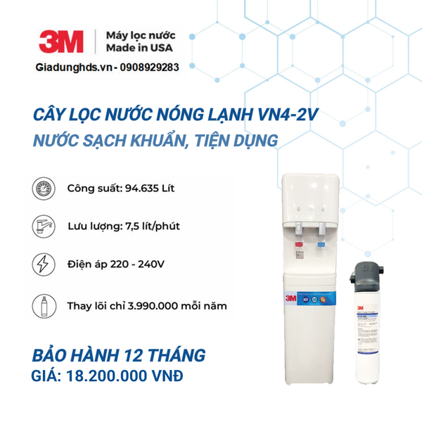 (II) Cây Lọc Nước Nóng Lạnh 3M Vn4-2V (Sử Dụng 3M Ice140-S)