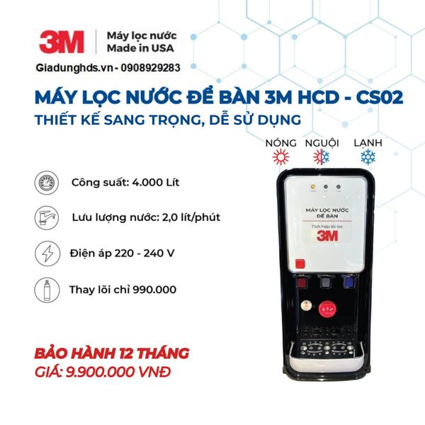(II) Máy Lọc Nước Nóng Lạnh Để Bàn 3M HCD-CS02