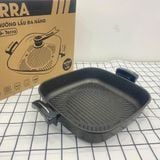 Chảo vuông đá đúc nướng lẩu đa năng BENNIX BN-30G-TERRA size 30cm