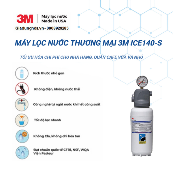 (I) Thiết bị Lọc Nước 3M Ice140-S Dành Cho Nhà Hàng, Quán Cà Phê Vừa Và Nhỏ (3M Ice140-S Không Kèm Vòi)