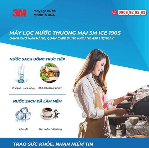 (I) Thiết bị Lọc Nước 3M Ice190-S Dùng Trong Thương Mại Nhà Hàng, Quán Cà Phê
