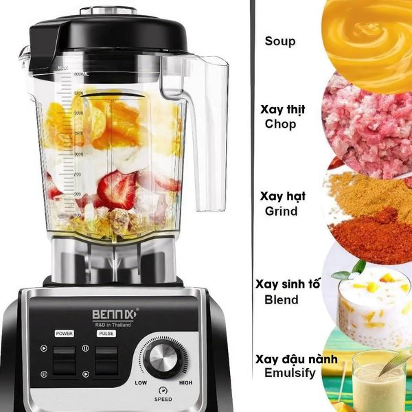 Máy xay công nghiệp Bennix chuyên dụng cho cửa hàng, nhà hàng, công suất lớn 2200W BN-206BL
