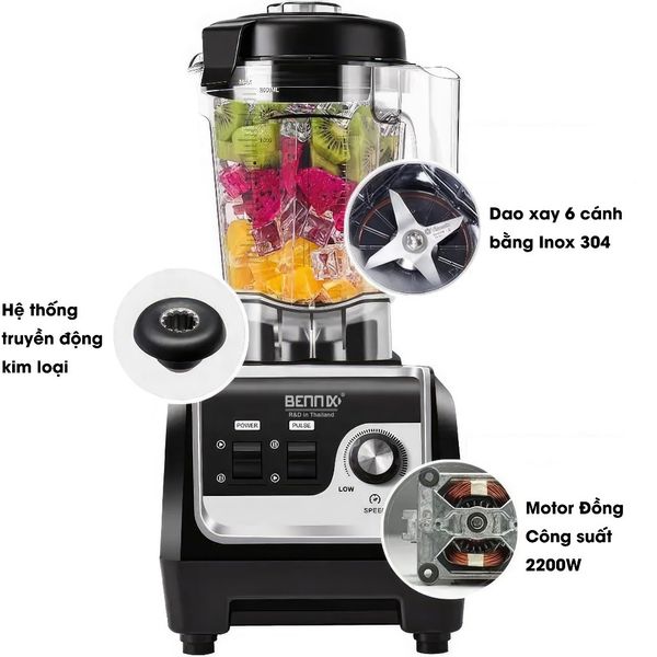 Máy xay công nghiệp Bennix chuyên dụng cho cửa hàng, nhà hàng, công suất lớn 2200W BN-206BL
