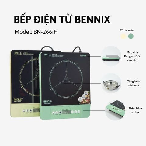 Bếp Từ Đơn Phím Cơ Bennix BN-266IH, 2000W, Tặng kèm nồi lẩu 28cm, Bảo hành 1 năm