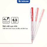  Combo 5 bút bi Thiên Long TL-027 mực xanh/đỏ/đen ngòi 0.5mm dạng bấm cò, nét viết đều dành cho học sinh, văn phòng 