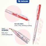  Hộp 20 cây bút bi Thiên Long TL-027 mực xanh/đỏ/đen ngòi 0.5mm dạng bấm cò, nét viết đều dành cho học sinh, văn phòng 