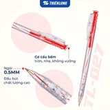  Combo 5 bút bi Thiên Long TL-027 mực xanh/đỏ/đen ngòi 0.5mm dạng bấm cò, nét viết đều dành cho học sinh, văn phòng 
