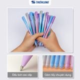  Combo 5/20 cây bút gel xóa được Mazzic Thiên Long GELE-006 ngòi 0.5mm có gôm tẩy chuyên dụng trên thân - mực xanh/tím 