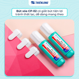  Bút xóa Thiên Long CP-02 thiết kế trẻ trung, mực xóa nhanh khô, che phủ tốt, an toàn với người dùng và không độc hại tới môi trường 