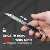  Dao rọc giấy Thiên Long KN-009 thiết kế tiện dụng chắc chắn, lưỡi dao sắt bén, khóa tự động thông minh an toàn cho người dùng 