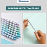  Hộp 20 cây bút bi Thiên Long TL-105 ngòi 0.5mm mực xanh/đỏ/đen thân bút màu pastel thời trang tự động thu ngòi PRO 027 