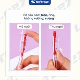  Hộp 20 cây bút bi Thiên Long TL-027 mực xanh/đỏ/đen ngòi 0.5mm dạng bấm cò, nét viết đều dành cho học sinh, văn phòng 